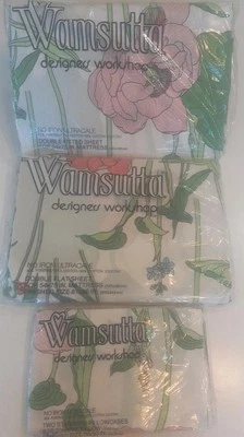 Wamsutta Water Flower By JAY YANG DOUBLE Sheet Set Fitted & Flat 2 PILLOW CASES  - Image 1 of 4