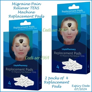Lloyds Pharmacy Replacement Pads for Migraine Pain Reliever TENS 4 pack x2 NEW - Picture 1 of 24