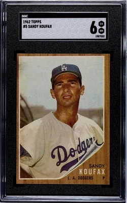 1962 Topps #5 Sandy Koufax SGC 6 EX-NM LA Dodgers HOF Graded Vintage Card - Image 1 of 2