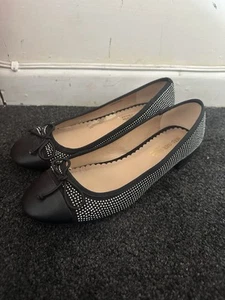 Dune London Head Over Heels Studded Flat Ballet Shoes - Black - Size UK 5 - Picture 1 of 19