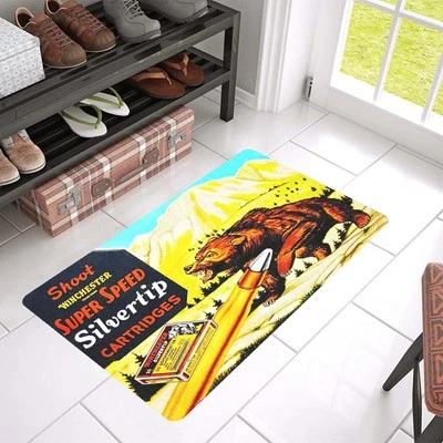 Vintage Style Winchester Ammo Bullet Silvertip Doormat Rug In / Out Decor - Image 1 of 4