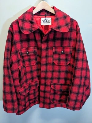 Chaqueta de caza de lana Woolrich vintage años 60-70 a cuadros talla 48 L/XL caza al aire libre Foto 1 de 4