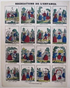 Imagerie populaire, Gangel, Metz, Jeux, récréation, enfance, bois gravé - Imagen 1 de 3