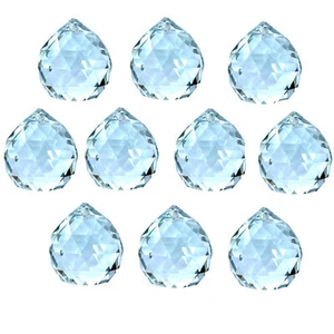 Set of 10 Crystals - Round Teardrop Crystal Glass Ornaments 2 x 1.5 inches - Picture 1 of 4