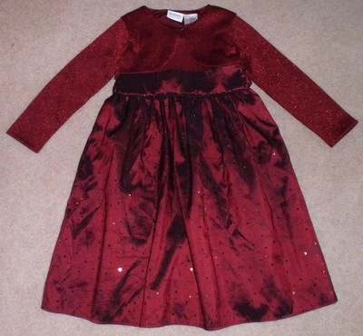 BLUEBERI BOULEVARD Red 2pc Holiday Dress, Shimmery Taffeta, Knit Jacket, S 6 - Image 1 of 4