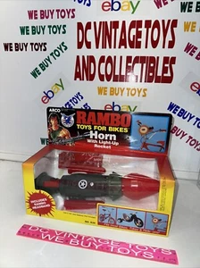 Vintage 1986 Arco Rambo bike horn with light-up rocket UNUSED  RARE Stallone - Picture 1 of 14