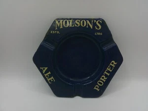 Vintage Ashtray, Advertisement of Molson's Ale, Porter, Black Enamel - Imagen 1 de 5