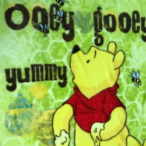 Northwest Winnie the Pooh Blanket Bear Thick Plush Soft Baby Honey Bees Green - Picture 1 of 6