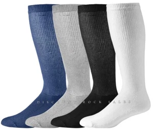 6 or 12 Pairs Mens Shoe 9-12 Over The Calf / Knee Cotton Diabetic Socks USA Made - Picture 1 of 19