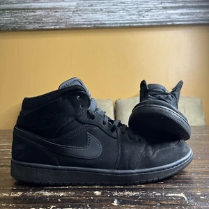 Men's Nike Air Jordan 1 Retro Mid Black Basketball Shoes 554724-040 size 13 - Picture 1 of 7