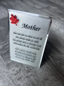 GLASS FRAME SIZE 5" X 3 1/4"  FRAME MOTHER Glass Picture Frame Mother Poem - Picture 1 of 10