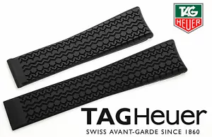 FT6033 TAG HEUER GRAN PRIX 22MM BLACK RUBBER WATCH BAND - Picture 1 of 5