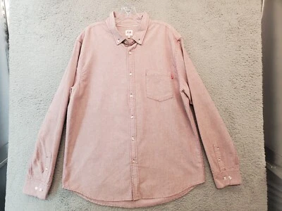 Camisa OBEY Manga Larga Abotonada 100% Algodón Rara Rojo Cambray Para Hombre Talla XL Foto 1 de 4