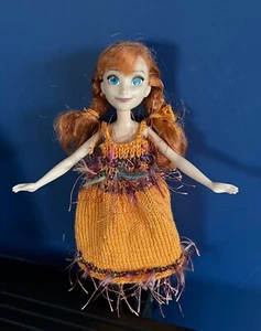 11” DISNEY ANNA FASHION DOLL WITH DRESS & PANTIES ~ HANDKNITTED IN QUALITY YARN - Picture 1 of 5