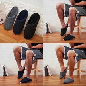 Mens/Women Knit Fleece Lined Slippers Memory Foam Indoor Outdoor House Shoes - Picture 1 of 21