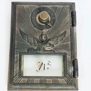 Antique US Post Office PO Box Mail Door Eagle Brass Glass Window #718 Crafts - Picture 1 of 6
