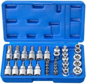 34 Pcs Drive Male Female Torx Star Bit Socket E-socket Set Handheld Tool + Case - Picture 1 of 5
