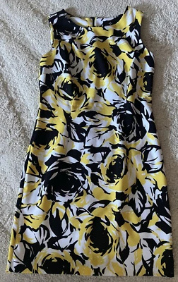 Womens Ronni Nicole Yellow /Black/White Floral Print Sleeveless Dress Size 12 - Image 1 of 2