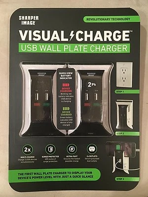 Sharper Image Visual Charge USB Wall Plate Charger 2 pk - Charge Phones, Tablets - Image 1 of 2