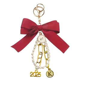 Llavero con dije para bolso de lazo, 5 colores de lazo, cuentas de perlas estilo coqueta de moda - Imagen 1 de 38