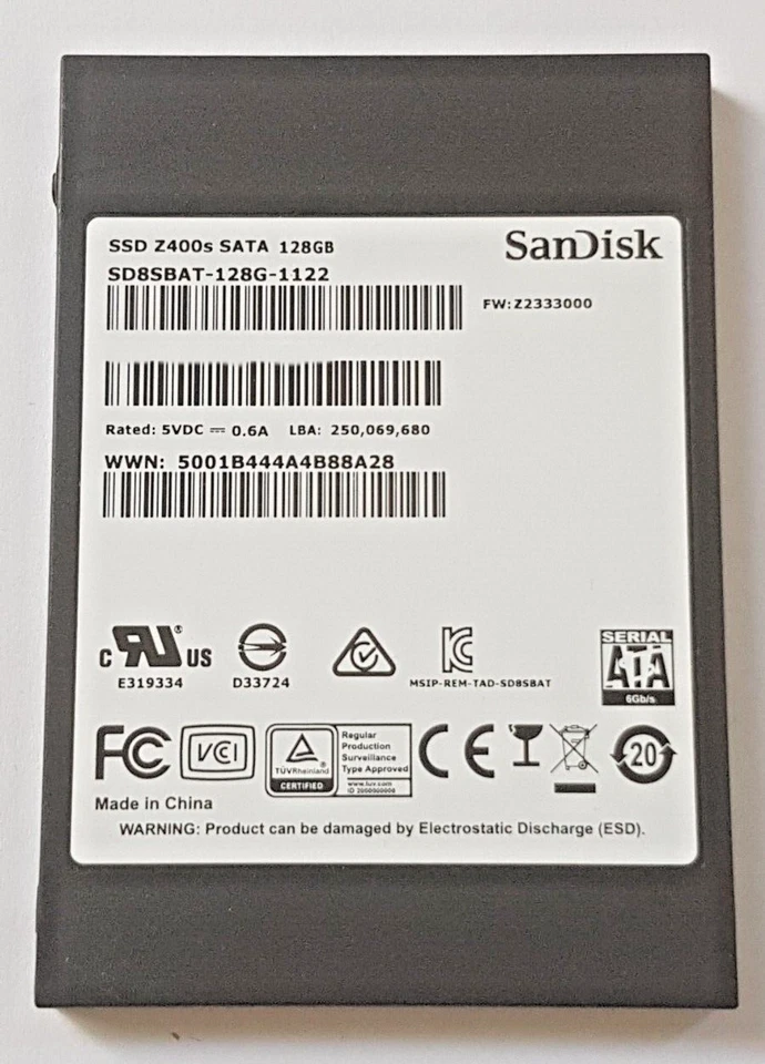 128 GB SATA-III SanDisk SSD Z400s SD8SBAT-128G-1122 2D-NAND MLC 2.5" Hard Drive - Image 1 of 1