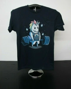 Regenbogen Einhorn Gewichtheben T-Shirt Small, schwarz T-Shirt - Bild 1 von 4