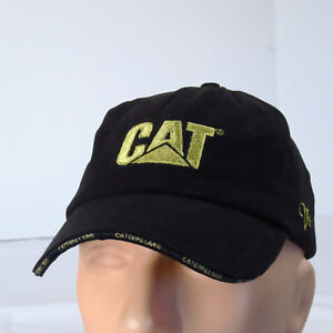 CAT Caterpillar Black Gold Strapback Spellout Bill Hat Cap Construction Builders