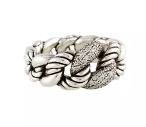 David Yurman - Diamond Belmont Curb Link Ring - Size: 7 - Picture 1 of 14