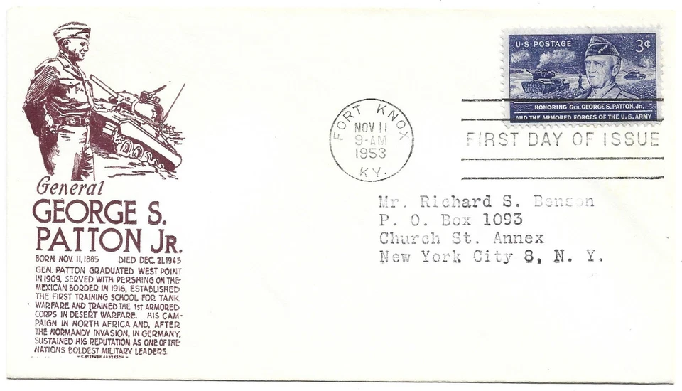 1953  FDC,  GENERAL GEORGE S. PATTON JR. - Image 1 of 1