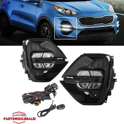 For Kia Sportage SX 2020-2021 2022 LED DRL Fog Lights Lamps With Wire&Switch Set Foto 1 de 4