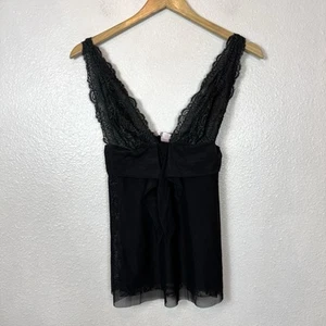 Victoria's Secret Damen-Negligee schwarz Netz Spitze Small V-Ausschnitt Whimsigoth-Top - Bild 1 von 11