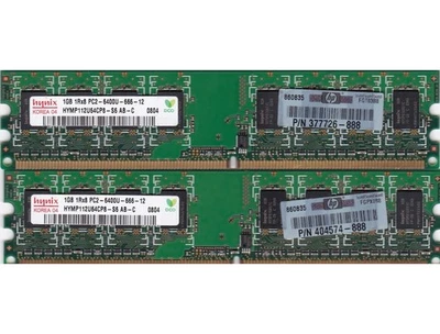 2GB 2x1GB PC2-6400 HYNIX HYMP112U64CP8-S6 AB-C DDR2 KIT HP 377726-888 404574-888 - Image 1 of 2