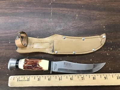 Vintage Fixed Blade Bowie Knife EDGE MARK BRASIL 22504 Stainless - Image 1 of 4