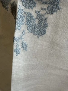 VTG linen tablecloth Blue Cross Stitch 48”x54” READ - Picture 1 of 14