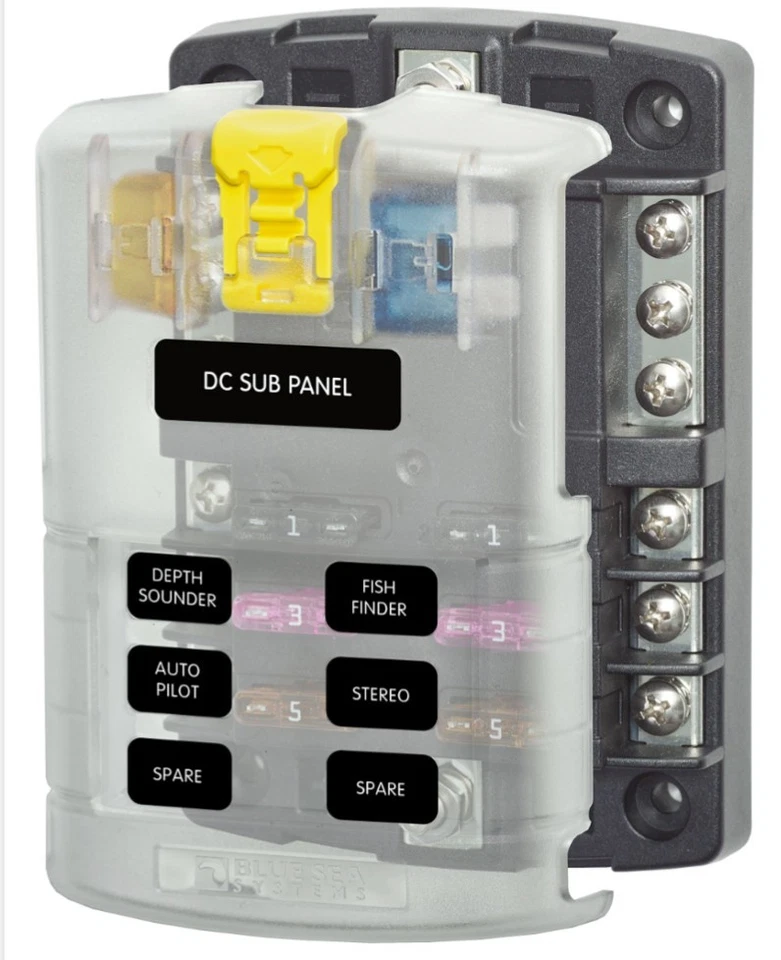 Blue Sea Systems 5025 6-Circuit ST Blade Fuse Block with Ground & Cover 100A - Image 1 of 1