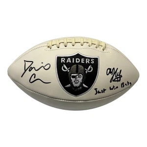 DANIEL CARLSON & A.J. COLE SIGNED LAS VEGAS RAIDERS LOGO FOOTBALL BECKETT COA - Picture 1 of 2