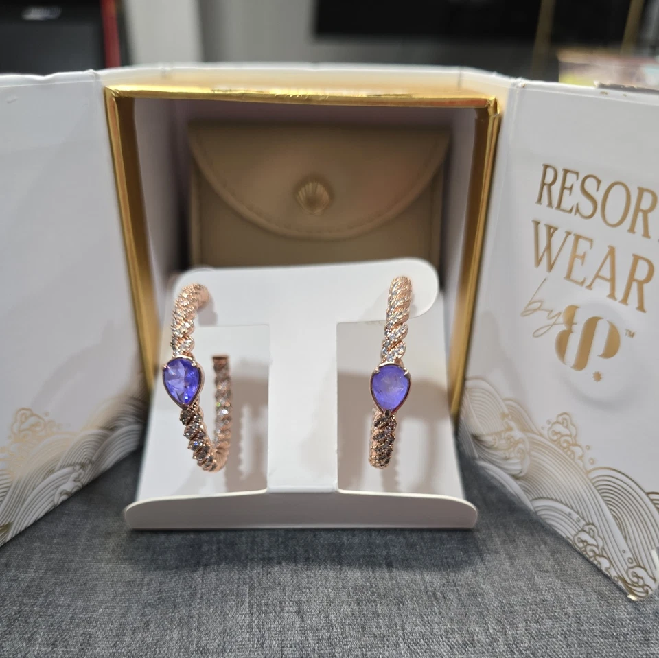 Bomb Party Resort Wear Earrings Perfect Pastel Moments ER16795 Blue On Gold - Image 1 of 4