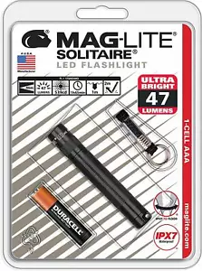 NEW Maglite LED Solitaire Black 1 cell AAA Flashlight SJ3A016 - Picture 1 of 4