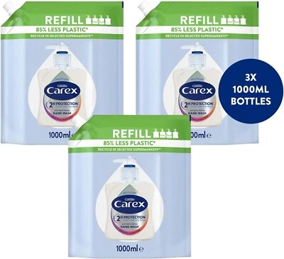 Carex Refills Antibacterial Moisture Hand Wash, Pack of 3 X 1 Liter