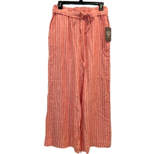 NEW Vince Camuto Pants Womens Small Red Striped Beach Wide leg trousers pockets - Picture 1 of 12
