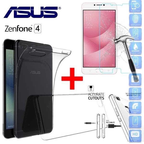 COVER CUSTODIA in TPU + PELLICOLA in VETRO TEMPERATO per ASUS ZENFONE 4 - Immagine 1 di 1