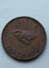 1943 British Farthing Coin. Quarter Penny. George VI. (B115)