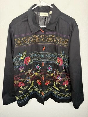 Camisa XL floral bordada con botones Marsh Landing para mujer Foto 1 de 4