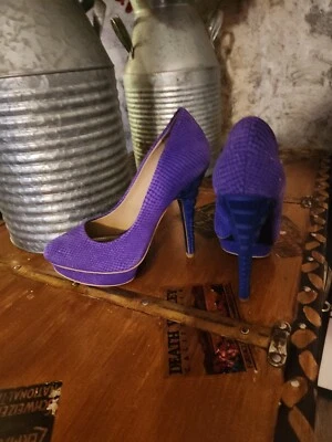 Винтажный Rachel Rachel Roy фиолетовый синий Stiletto платформе текстурированные каблуки 8,5 средний  - Изображение 1 из 4