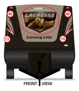 2015 Prime Time Lacrosse Travel Trailer - Front Cap RV Decals - FRONT BADGE ONLY - Bild 1 von 3