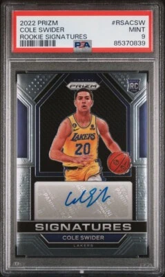 2022-23 Panini Prizm Rookie Signatures Auto CSW Cole Swider Rookie RC PSA 9 Mint - Image 1 of 2