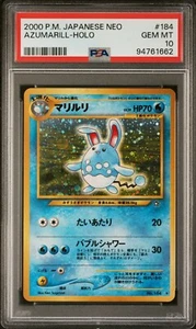 Azumarill - PSA 10 - Neo 1 Genesis Holo Rare 184 Vintage Pokemon Card - Picture 1 of 2