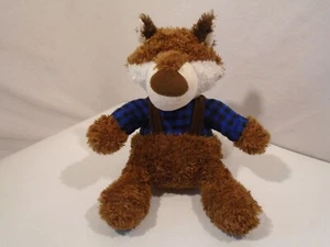 Aurora Fox Lumberjack Plush 13 Inch Stuffed Animal Plaid Shirt Suspenders 2017 - Picture 1 of 5