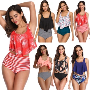 Women High Waist Swimwear Push Up Padded Bra Bikini Set Swimsuit Bathing Suit US - Picture 1 of 12