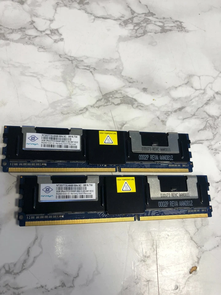 Nanya NT2G72U4NB1BN-3C 4GB 2GB 2Rx4 PC2-5300 DDR2 ECC  RAM MEMORY UK SELLER  - Image 1 of 2